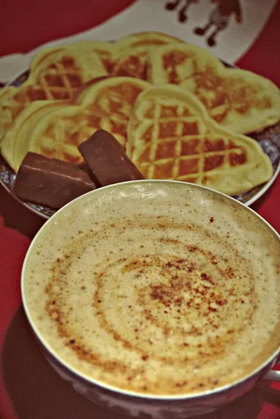 Filiżanka Cappuccino Śniadanie — Zdjęcie stockowe