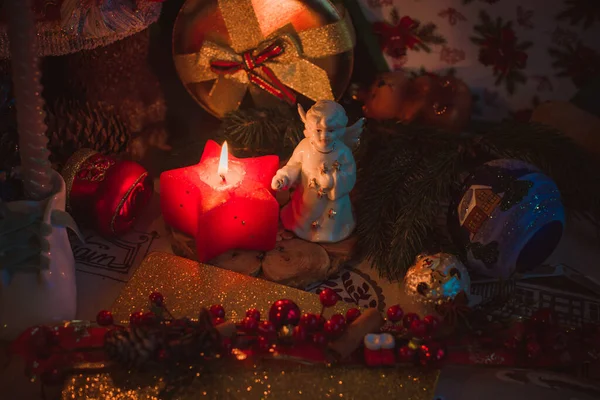 Julens Vinterkomposition Vackra Små Saker Idéer Och Inspiration — Stockfoto