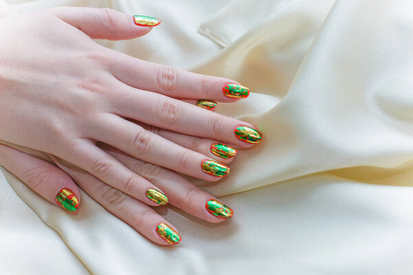 Bright manicure. Spring ideas for women, beauty and care for hands and nails
