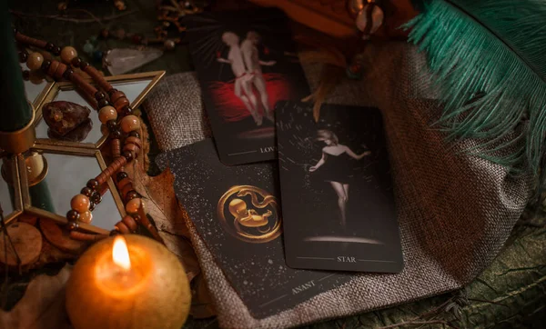 Concept of divination predictions on tarot cards and other magic