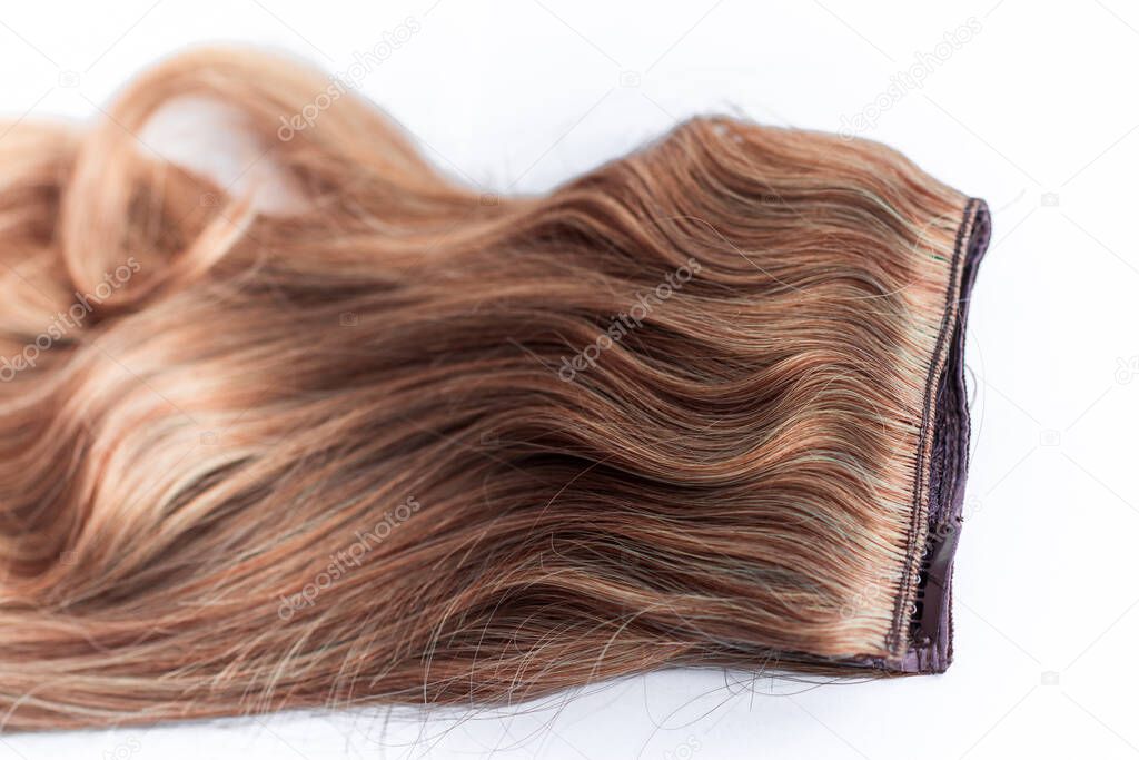 Wigs, natural and syntetic hair. Womens beauty concept