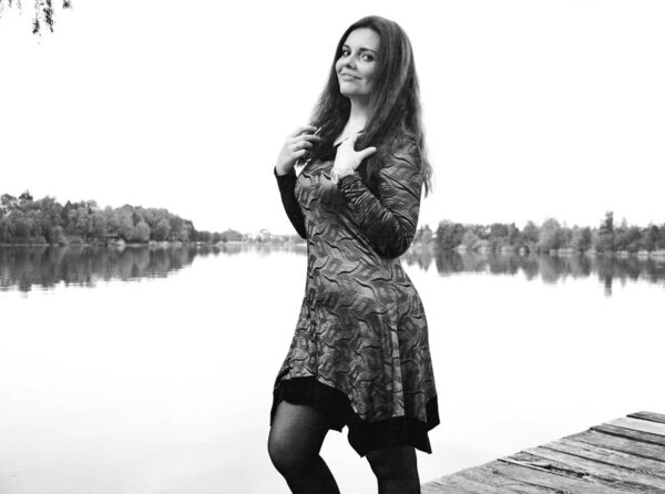 Nice slavic pretty romantic girl, outdoor portrait of young lady 