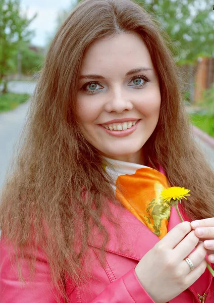Nice Slavic Pretty Romantic Girl Outdoor Portrait Young Lady — Stock Photo, Image