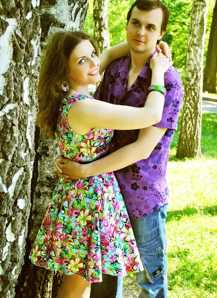 Couple Young People Park Happy See Each Other Family Values — Stock Photo, Image