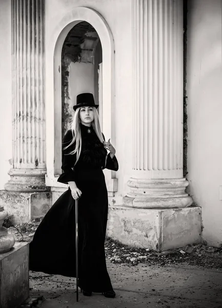 Perfektní Gotická Atmosféra Inspirace Temným Viktoriánským Stylem Halloweenské Nápady Párty — Stock fotografie