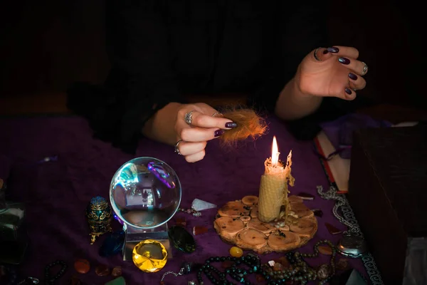 Old World Magic Attributes Rituals Fate Prediction Details Table Witch — Stock Photo, Image