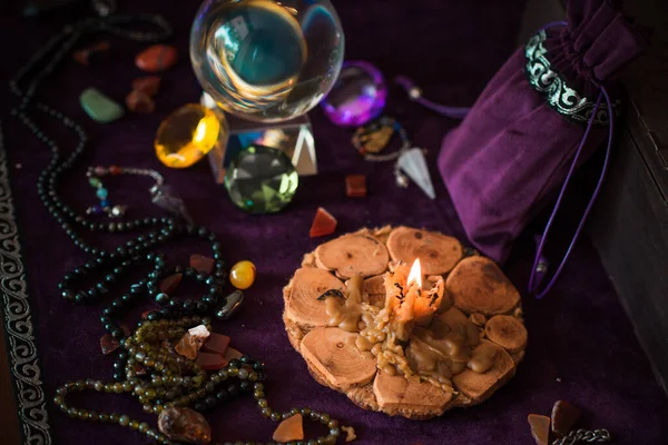 Old World Magic Attributes Rituals Fate Prediction Details Table Witch — Stock Photo, Image