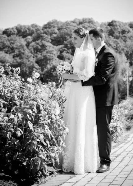 Sposo Felice Dopo Cerimonia Nuziale Sposo Più Giovane Della Sposa — Foto Stock