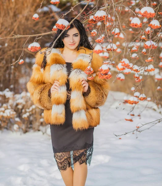 Концепция Моды Beautiful Arabic Lady Holidays Modern Woman Wear Fur — стоковое фото