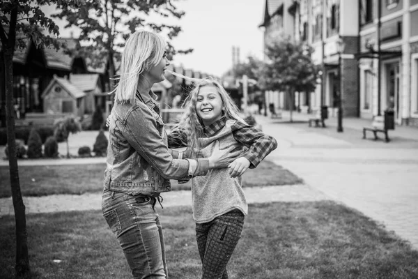 Family Relationship Concept Woman City Little Adorable Girl Street Outdoors — Stock Photo, Image