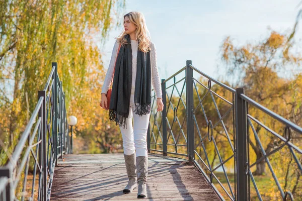 Jolie Femme Aspect Américain Européen Concept Tendance Jeune Femme Élégamment — Photo