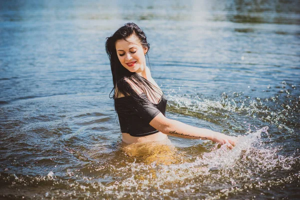Vakáció Érzéki Vízben Női Vágy Pszichológia Relaxációs Koncepció Nyári Napok — Stock Fotó