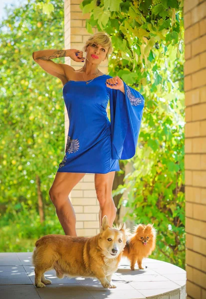Evcil Hayvanlarıyla Olgun Kadın Yaşam Tarzı Amerikalı Bronz Tenli Bayan — Stok fotoğraf
