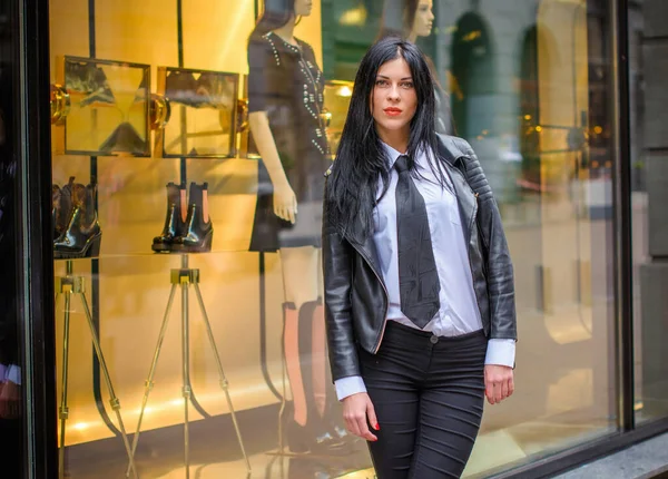 Shopping Femme Affaires Dans Une Ville Europe Rues Ville Dame — Photo