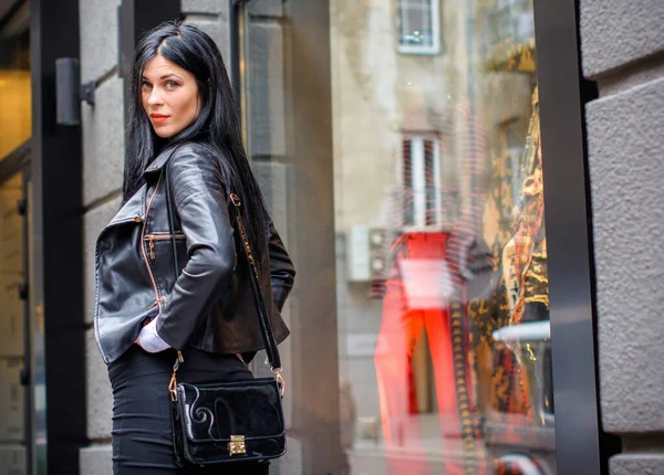 Shopping Femme Affaires Dans Une Ville Europe Rues Ville Dame — Photo