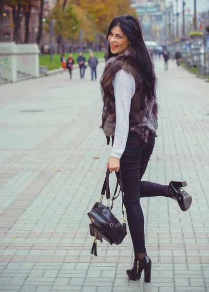 Compras Mujer Negocios Una Ciudad Europa Calles Ciudad Dama Traje — Foto de Stock