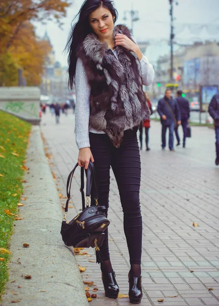 Compras Mujer Negocios Una Ciudad Europa Calles Ciudad Dama Traje — Foto de Stock