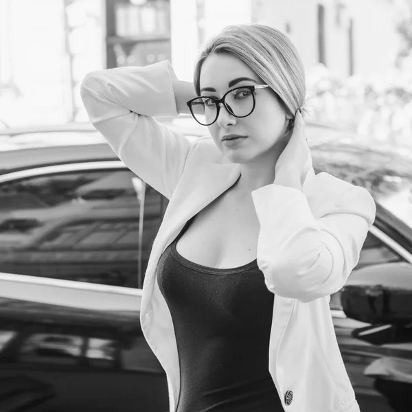 Žena Městě Stylu Business Woman Módní Oblečení Pro Práci Koncept — Stock fotografie