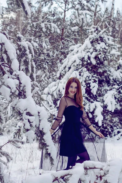 Зимова Магічна Сцена Різдво Натхнення Зимові Канікули Красива Сучасна Дівчина — стокове фото