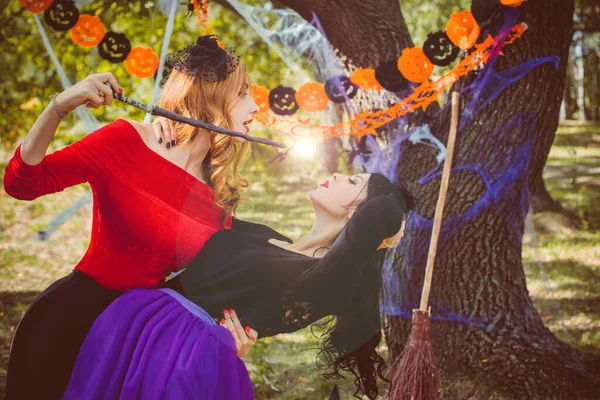 Cosplay Des Sorciers Idées Pour Fête Halloween Concept Vacances Automne — Photo