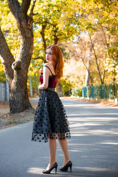 Tendencia Otoño Chica Vestida Con Estilo Retrato Mujer Tonos Vintage —  Fotos de Stock