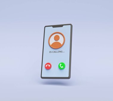Modern akıllı telefon ekranından gelen arama. Minimum konsept. 3d oluşturma