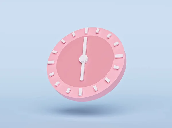 Concept Temps Horloge Analogique Sur Fond Bleu Pastel Style Minimaliste — Photo