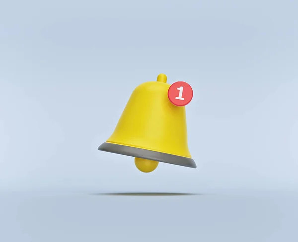 Simple Notification Bell Icon Isolated Pastel Background One New Notification — Stock Photo, Image