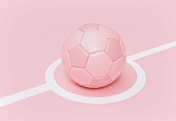 サッカーボールはパステルピンクの背景に隔離されてる ポスターやバナーの最小限のコンセプトです 3Dレンダリング — ストック写真