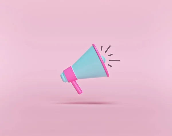 Estilo Cartoon Mínimo Megaphone Isolado Fundo Rosa Pastel Promoção Negócios — Fotografia de Stock