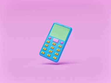 Pembe arka planda izole edilmiş minimal eski tarz klavye cep telefonu. 3d oluşturma