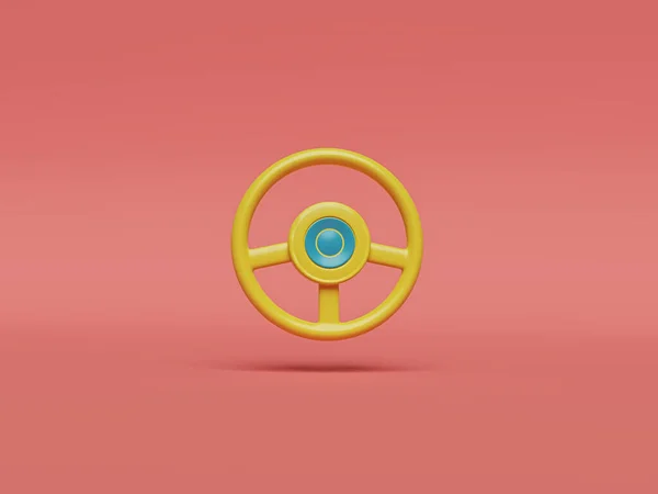 Желтый Руль Автомобиля Простой Дизайн Рендеринг — стоковое фото