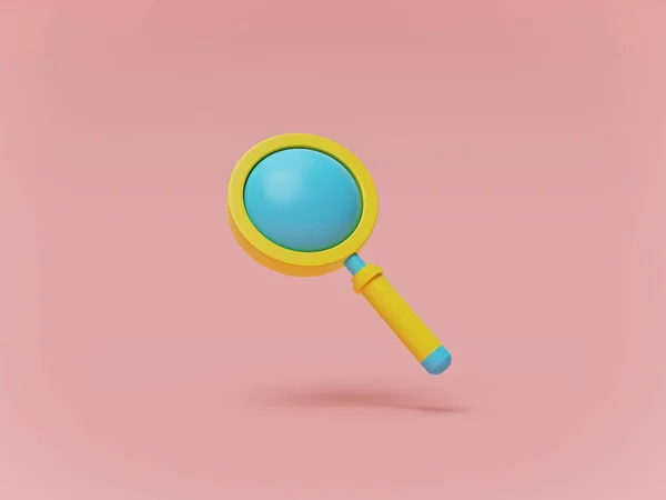 Blue Yellow Colored Magnifying Glass Pastel Background Search Find Discover — Stock Photo, Image