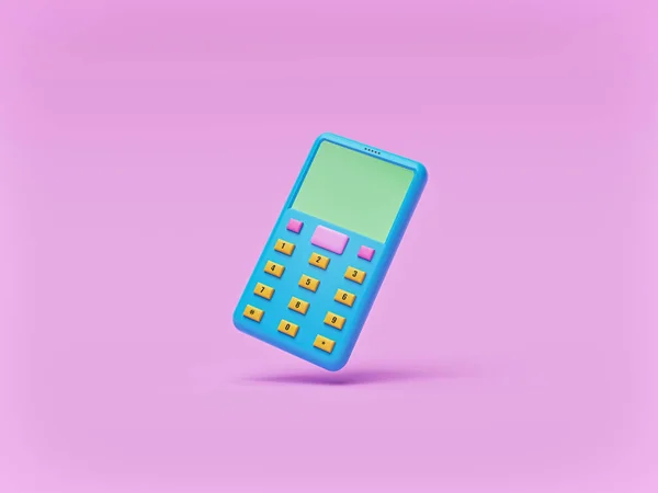 在粉色背景下隔离的最小的老式键盘手机 3D渲染 — 图库照片