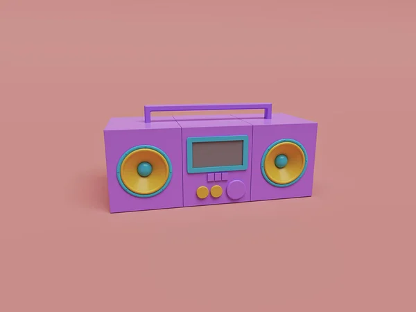 Retro Leitor Música Isolado Fundo Pastel Conceito Mínimo Renderização — Fotografia de Stock