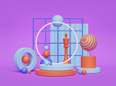 Yaratıcı soyut geometrik ilkel şekiller. Gerçeküstü kompozisyon. Poster, kapak, markalaşma, afiş, web sitesi, sunum için tasarım. Modern asgari konsept. 3d oluşturma