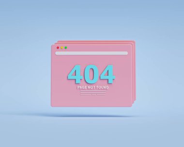 Sayfa 404 dizaynı bulunamadı. Pastel mavi arka planda 404 hata web sayfası kavramı. En az stil. 3d oluşturma