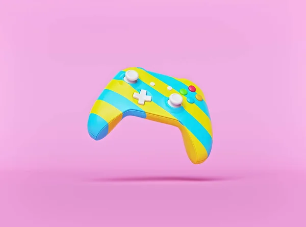 Controlador Jogos Computador Moderno Gamepad Isolado Fundo Rosa Pastel Conceito — Fotografia de Stock