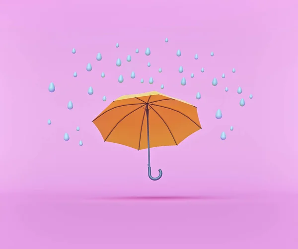 Gotas Agua Paraguas Aislados Sobre Fondo Rosa Pastel Concepto Temporada — Foto de Stock