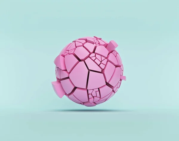 ピンクの割れ球 抽象幾何学的形状 ポスター カバー ブランディング バナーのためのモダンな背景デザイン 3Dレンダリング — ストック写真