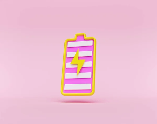 Minimale Batterij Pictogram Een Pastel Roze Achtergrond Snel Snel Opladen — Stockfoto