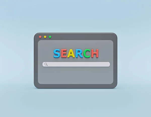Cartoon Style Minimal Browser Window Web Search Engine Concept Rendering — Stock Photo, Image