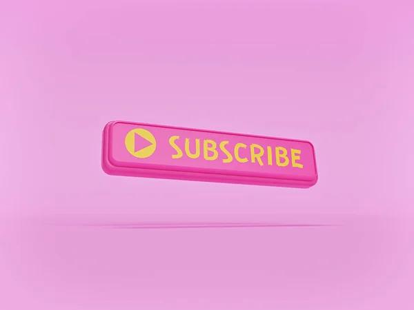 Minimal Subscribe Button Social Media Isolated Pastel Pink Background Rendering — Stock Photo, Image