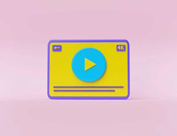 Modern Minimal Style Video Media Player Interface Isolated Pastel Background — Stock Photo, Image