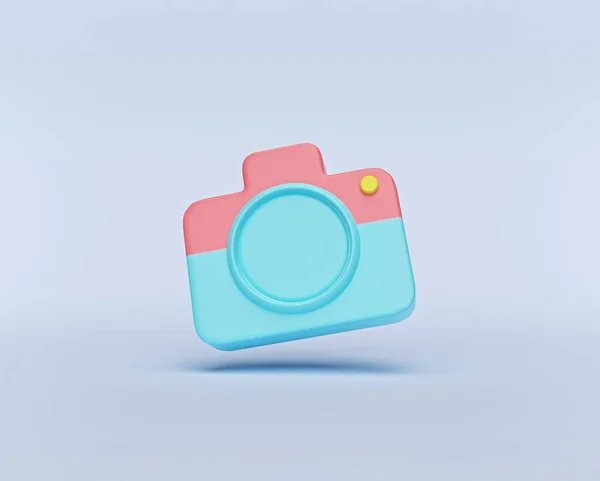 Minimale Camera Pictogram Symbool Geïsoleerd Pastel Achtergrond Fotografieconcept Destructie — Stockfoto