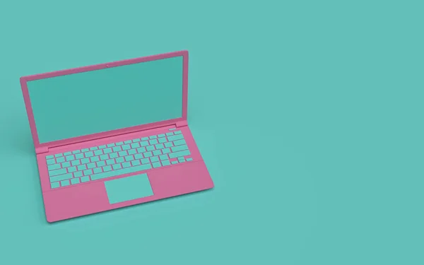 Laptop Notatnik Izolowany Pastelowym Tle Koncepcja Technologii Przestrzenią Kopiowania Renderowanie — Zdjęcie stockowe