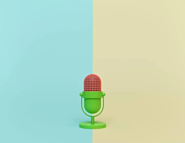 Retro Microphone Isolated Pastel Abstract Background Minimal Style Copy Space — Stock Photo, Image