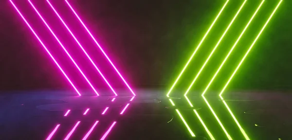 Gloeiende Roze Groene Neon Lichten Abstracte Achtergrond Levendige Kleuren Technologie — Stockfoto