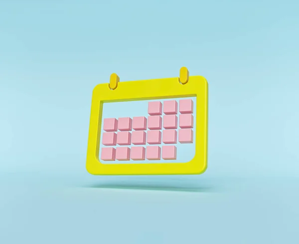 Ikon Kalender Minimal Diisolasi Pada Latar Belakang Biru Pastel Rendering — Stok Foto