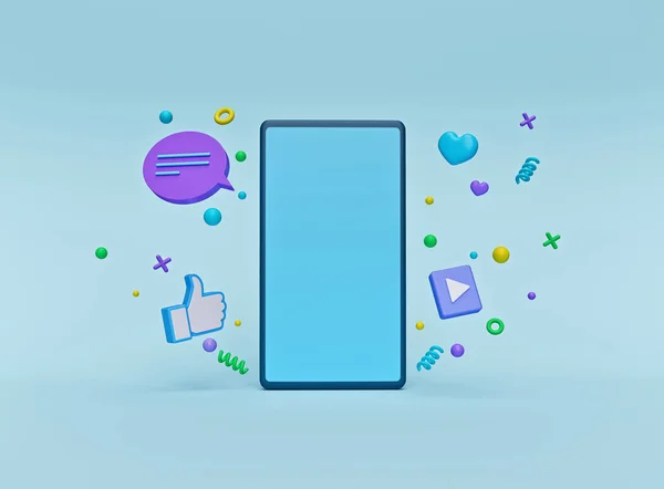 Akıllı telefonlu soyut geometrik şekiller. Sosyal medya reklamları için moda ve moda tasarımı. 3d oluşturma